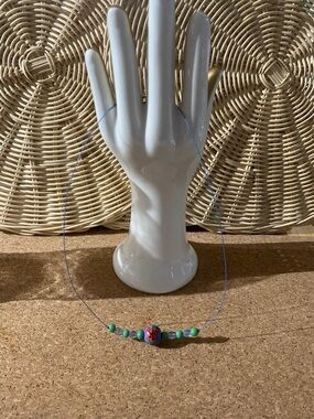 Handcrafted Multicolor Bead Necklace - Blue & Green